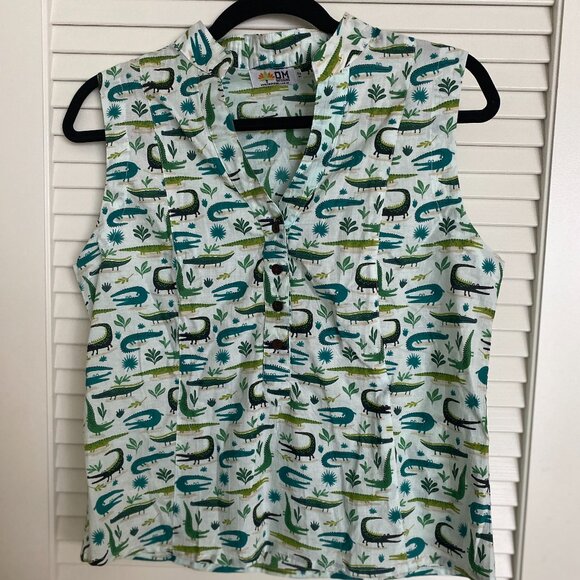 OM (Australian Brand) playful croc top. Sleeveless size 12/ Zoe top - Picture 1 of 14